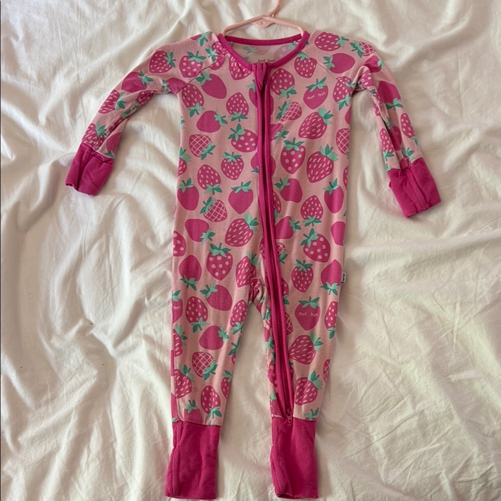 Little Sleepies Pink Strawberry Footie